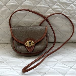 Dooney and Bourke Leather Mini Calvary Bag,Taupe and Natural, Crossbody,Belt Bag